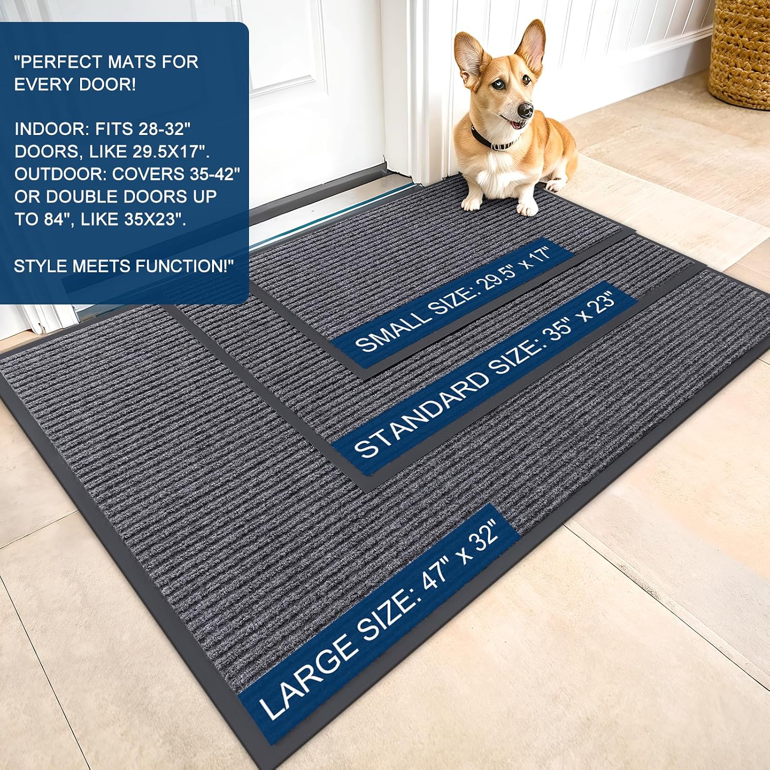 OLANLY 2-Pack Front Door Mats 29.5x17, Waterproof Heavy-Duty Doormats - Image 2