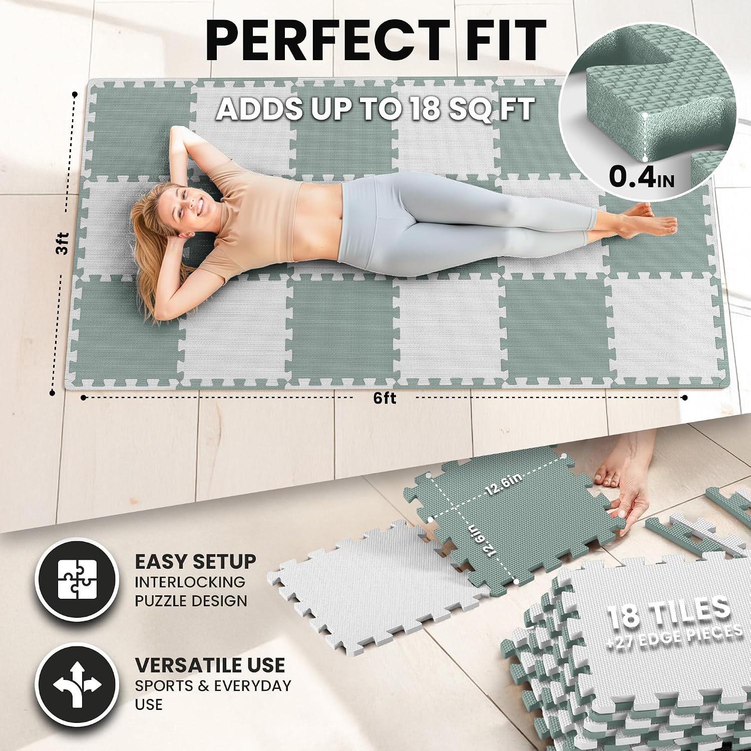 bemaxx Gym Mats Set - EVA Interlocking Foam Floor Tiles Workout Mat Puzzle - Image 2