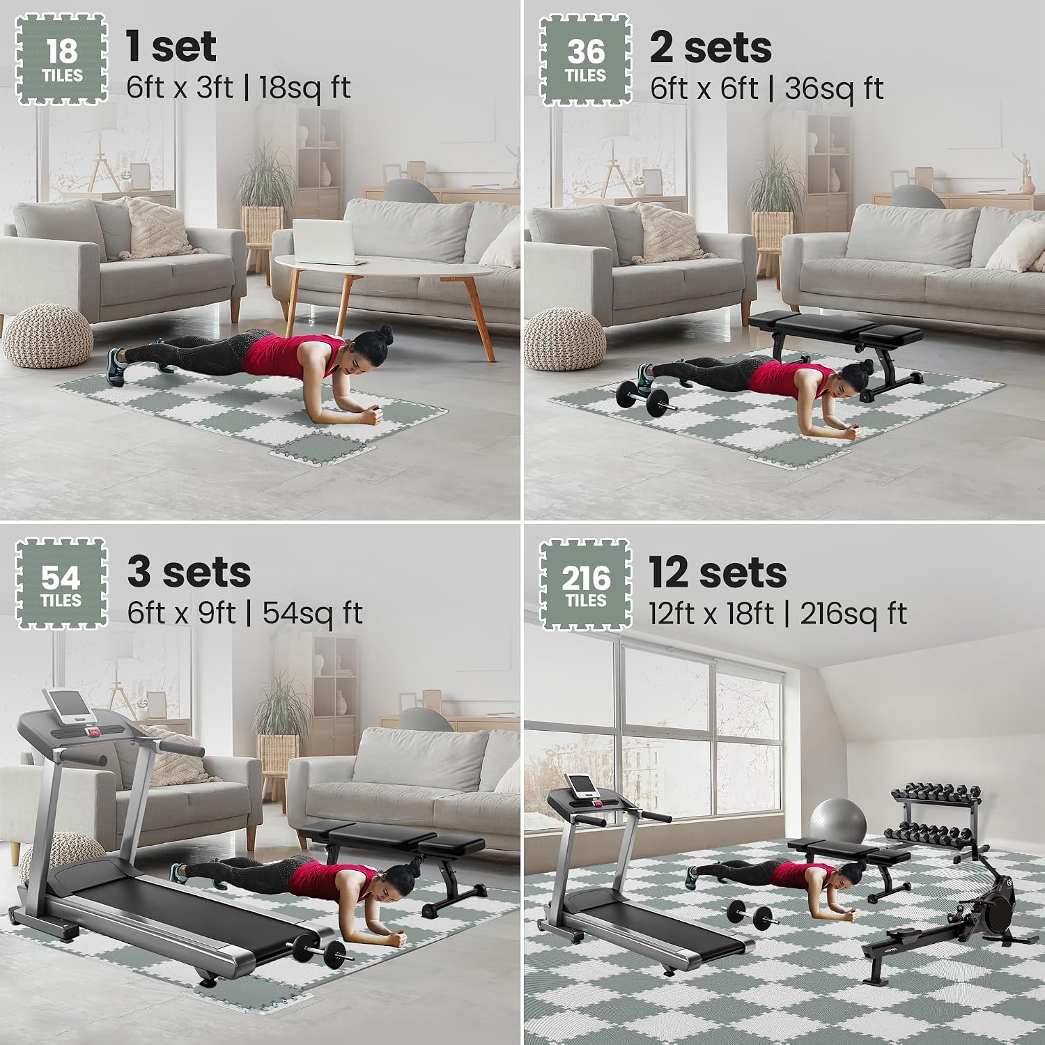 bemaxx Gym Mats Set - EVA Interlocking Foam Floor Tiles Workout Mat Puzzle - Image 3