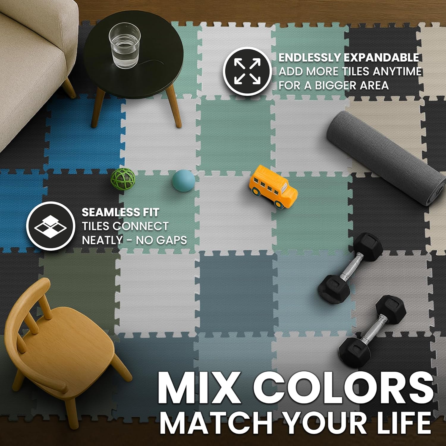 bemaxx Gym Mats Set - EVA Interlocking Foam Floor Tiles Workout Mat Puzzle - Image 10